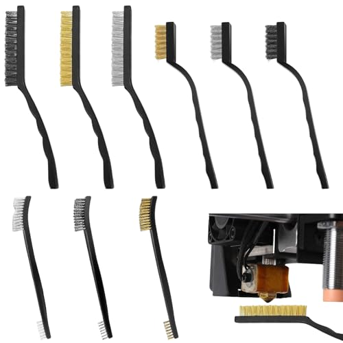Pack of 9 Wire Brush Brass Brush Cleaning Stainless Steel Cleaner Brass Brush Set Wire Brush Small Steel Brush for Welding Slag and Rust Together to Clean Wheel Hubs Cleaning