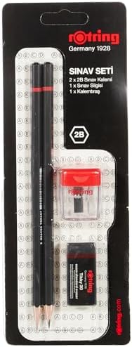 Rotring RO-2090068WK Sınav Seti - Sınav Kalemi, Silgi, Kalemtraş, Siyah - Görsel 1