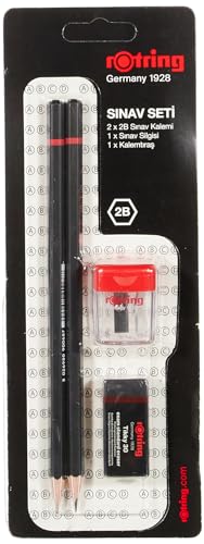 Rotring RO-2090068WK Sınav Seti - Sınav Kalemi, Silgi, Kalemtraş, Siyah