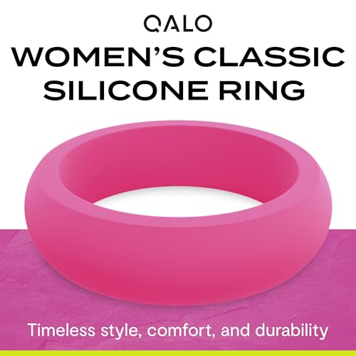 QALO Women's Rubber Silicone Ring, Classic Silicone Wedding Ring for Women, Breathable, Durable Engagement Silicone Band, 5.5mm Wide 2.5mm Thick, Multicolor3
