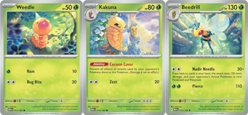 Pokemon Trading Card - Beedrill 015/165 & Caterpie Kakuna - Holo Rare 2 Card Lot