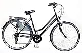  Amigo Moves - Cityräder für Damen - Damenfahrrad 28 Zoll - Geeignet ab 170-180 cm - Shimano 6 Gang-Schaltung - Citybike mit Handbremse, Beleuchtung und fahrradständer - Schwarz