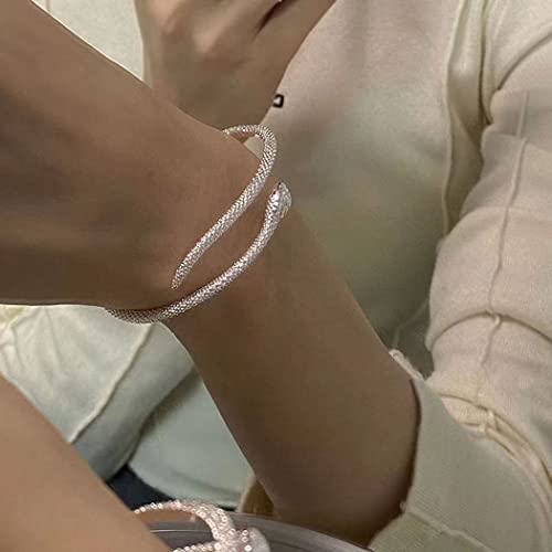 Shegirl Silver Snake Bracelet Adjustable Serpent Bypass Bracelet Open Snake Cuff Bangle Bracelet Fashion Snake Bangle Bracelets For Women And Girls #TOP11