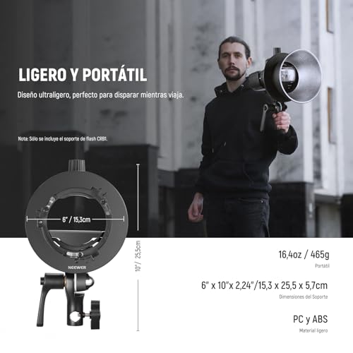 Image of NEEWER CRB1 S Type Bracket Holder with Bowens Mount & Umbrella Hole for Z2 Z1 Z760 NW760 NW700 TT560 Q3 Square Head Round Head Flash Speedlite Compatible with Godox AD200Pro V1