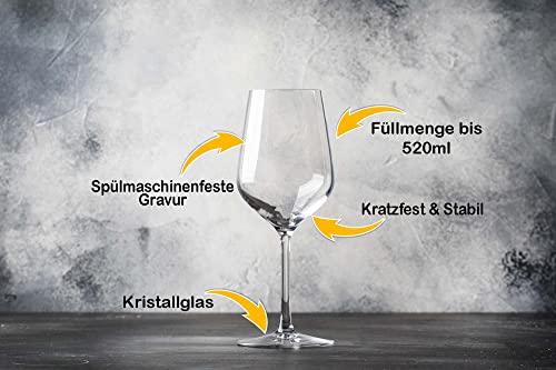 Foto von Weingläser mit Gravur Hochzeit Set | Namen - Ringe und Datum graviert | Hochzeitsgeschenke für Brautpaar - Verlobung - Jahrestag