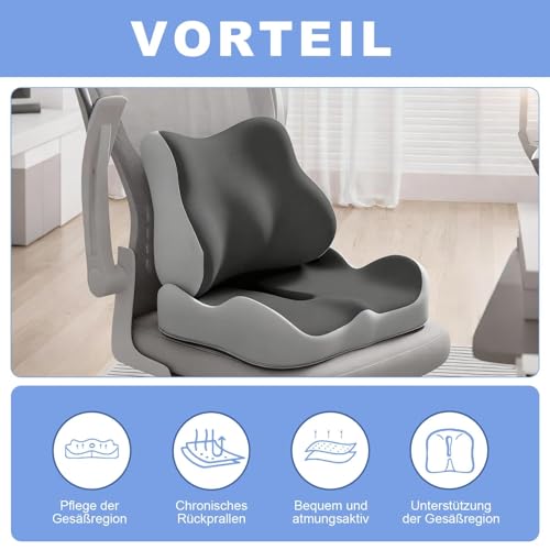 Zhixan Hohles Sitzkissen Orthopädisch, W-förmiges Doppel-Hohl-Design Memory-Schaum Steißbeinkissen Entlastung, Bürostuhl Auto Rollstuhl Sitzauflage
