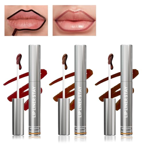 MADGININE Peel off Lip Stain 3 PCS Lip Liners, 3 Colors Lip Liner Set, Long Lasting Lip Stain Peel Off, Highly Pigmented Lip Liner, Lip Gloss Lip Makeup Gifts for Women