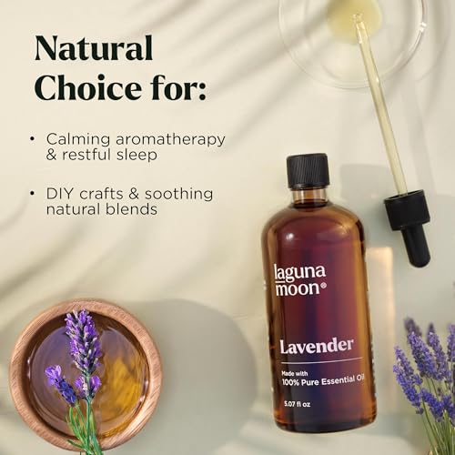 Image of Lagunamoon Lavender Essential Oil - Pure Essential Oils for Diffusers, Humidifiers, Aromatherapy, Cars, Yoga, Home Essentials - Relaxing Fragrance Scents for Fresheners and Candle Making (150ml)