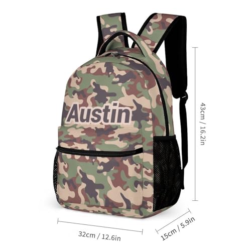 Add Your Name On Camouflage Khaki Green School Backpack for Kids Boys Girls Gifts Custom School Bag Set with Lunch Box Pencil Case2