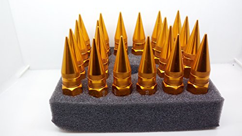 unbranded/generetic 21PC Golden Anti -Theft Spiked Aluminum Alloy Wheel Lug Nuts Wheel Lock M12X1.5