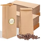 Epakh 250 Pcs 1 Lb Kraft Coffee Bags 16 oz Resealable Coffee Bean Paper Bags Grease Resistant Brown Tin Tie Pouches Poly-lined Without Window for Cookies Treat Snack Food Retail Household Storage