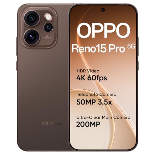Image of OPPO Reno15 Pro 5G Smartphone 12+256GB Brown, 6.7-inch 120Hz AMOLED with Corning Gorilla Glass, 6500mAh Battery, 80W Fast Charging, 50MP & 200MP Triple Camera, MediaTek Dimensity 8450 Platform, IP69