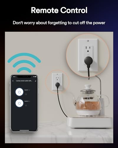 Image of Lumary Smart Wall Outlet 110V 15Amp, Timer, Remote Control, ETL FCC, Group | Tamper-Resistant, No Hub Required, 2.4G WiFi Outlet, Works with Alexa /Google Home, Kitchen /Bedroom /Living Room /Office, 1 Pack