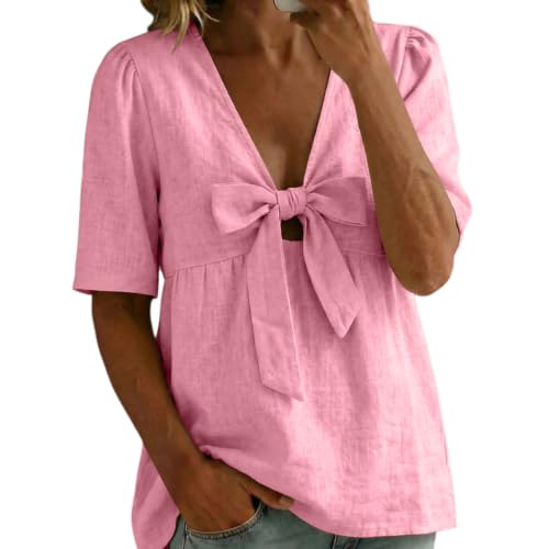 Blouse femme col V profond pour vacances d'été style bohème chic
