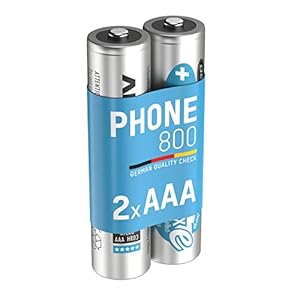 ANSMANN Telefon Akku AAA 800 mAh NiMH 1,2 V (2 Stück) – DECT Phone Micro AAA Batterien wiederaufladbar, maxE geringe…