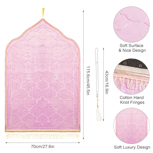 Tapete de Oración Islámico Rosado Acolchonado para Mujeres miniatura 3