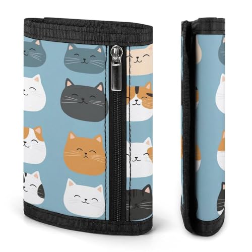 Cute Cat Trifold Wallet Slim Credit Card Holder Minimalist Front Pocket Money Clip for Women Men3