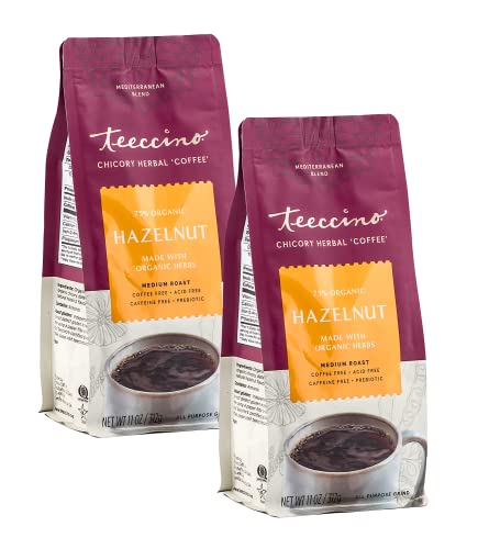 Teeccino Medium Roast Hazelnut Herbal Coffee 11 Ounces (Pack of 2)