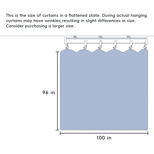 Image of MaKefeile Room Divider Curtains Total Blackout Privacy Curtain Panel Room Thermal Insulated Noise Reduction Curtain for Bedroom Window Living Room Ceiling Track Curtain W 8.3ft x H 8ft Azure Blue