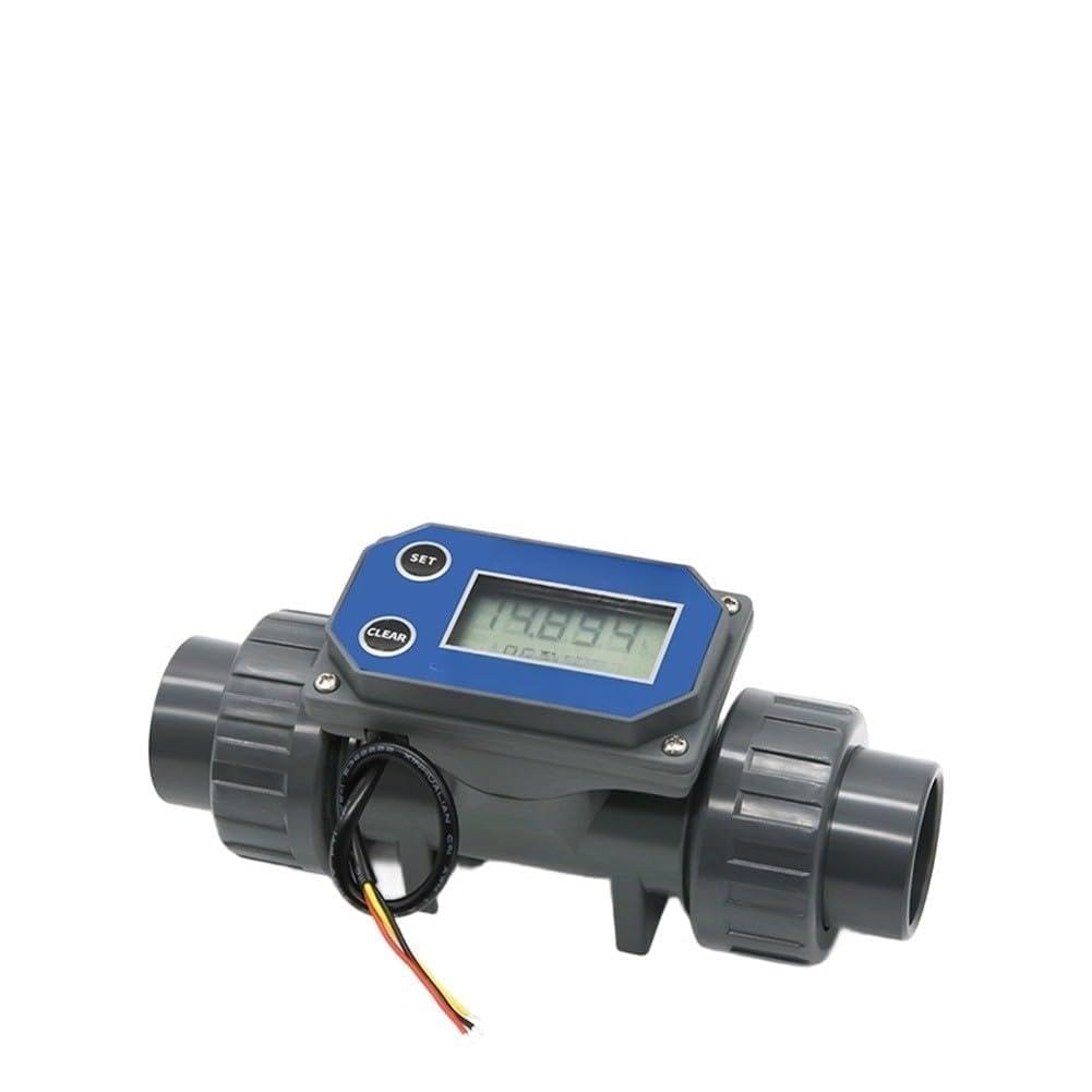 DN25 Medidor de flujo digital con pantalla LCD, sensor de turbina para agua 20-280L/min, ±5% de precisión, PVC nailon hasta 2,0 MPA, para riego de estanques industriales