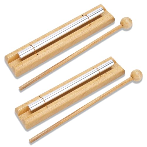 2 Stück Chime Klangstab Energy Holz Gong klangstäbe 1 Tone mit Holzschlägel Klangstab Schule für Musikalische Früherziehung Geschenk Gebet Yoga Meditation