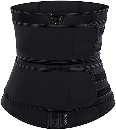HOPLYNN Sweat Waist Trainer for Women Two Belts, Neoprene Workout Corset Waist Trainer Cincher Trimmer Shaper Zipper