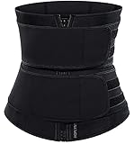 HOPLYNN Sweat Waist Trainer Corset Trimmer Two Belts for Women, Neoprene Workout Plus Size Sauna Waist Cincher Shaper Zipper Black Medium