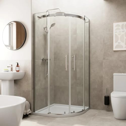 Image of Diamond® 900mm Frameless Quadrant Shower Door Enclosure for Wet Room Cubicle Enclosures, 8mm Toughened Safety Glass, Chrome