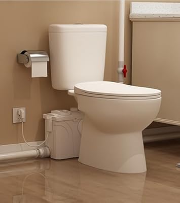 700W Macerating Toilet System with 4-Inlet, Upflush Toilet for Basement, Dual Flush Macerator Toilet with Durable Pump, Round Toilet Bowl and Toilet Tank