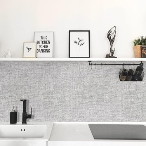 lenify Grey Grasscloth Peel and Stick Wallpaper 17.7inchx118.1inch Textured Wallpaper Peel and Stick Grasscloth Wall Paper Grey Contact Paper for Cabinets Self Adhesive Removable Faux Linen Vinyl
