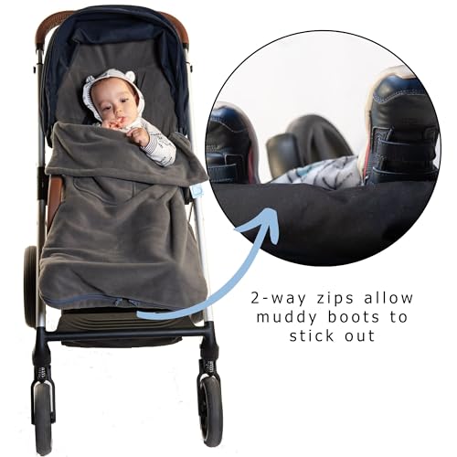 Image of Universal Snuggle Fleece Baby Stroller Footmuff Bunting Bag, 2-in-1 Seat Liner & Pushchair Footmuff to Keep Baby Warm & Dry, Just Charcoal