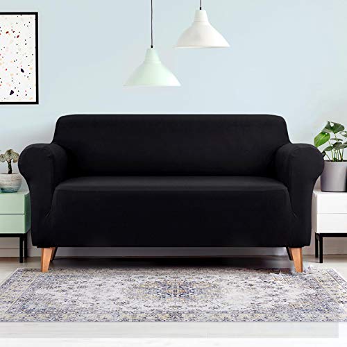 Artiss Sofa Cover, 3 Seater Couch Lounge Covers Stretch Armchair Slipcover Couches Protector Home Living Room Furniture, Highly Stretchable Anti-Slip Soft Thick Machine Washable Black