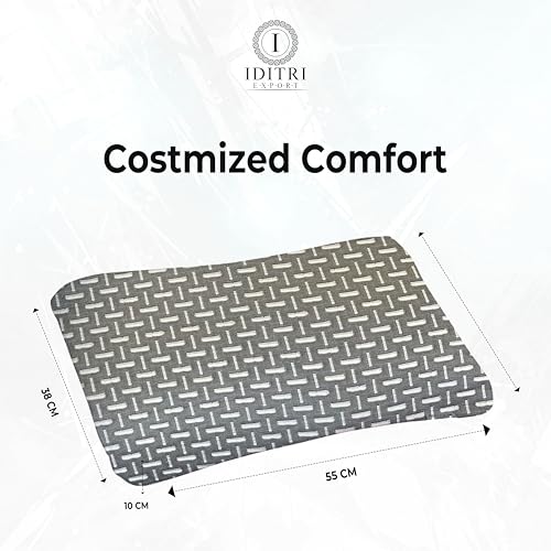 Image of Cervical Neck Pillow, Ergonomic Contour Memory Foam for Sleeping, 220 GSM Jacquard Weave Cover, 55x38x10 cm, Gray Geometric Pattern, Support for Stiff Shoulder and Snoring Relief