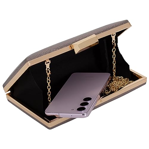 Image of JNB Women's Metallic Material Hard Case Evening Party Clutch