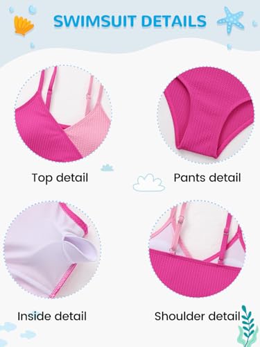 Image of Girl's 2 Piece Swimsuit Solid Spaghetti Strap Bikini Sets Beach Bathing Suit Swimwear for Teen Girls
