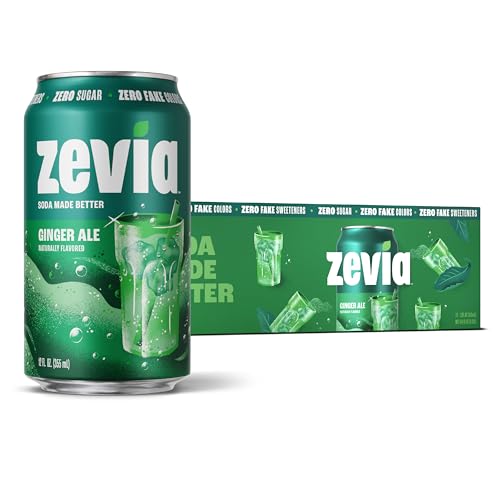 Zevia Zero Sugar Soda, Ginger Ale, 12 Ounce Cans (Pack of 12)