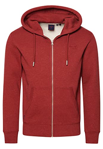 Image of Superdry Vintage Logo Embroidered Zip Hoodie - Rhubarb Marl