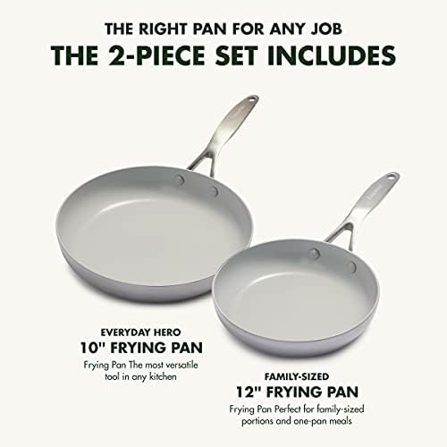 GreenPan Venice Pro Tri-Ply Stainless Steel Healthy Ceramic Nonstick 26 cm and 30 cm Frying Pan Skillet Set, PFAS-Free, Multi Clad, Induction, Oven Safe, Silver