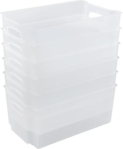 Miniatura 7 de Tyminin Cesta de almacenamiento apilable de plástico para refrigerador, organizador para congelador, transparente mate, 4 paquetes
