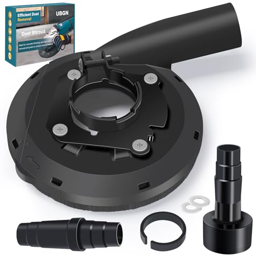 Dust Shroud for Angle Grinder 4.5 inch and 5 inch Grinder Dust Shroud with 2 Spacers 3 Pcs Hose Adapters 1 1/4 inch to 1 3/4 inch to 2 2/5 inch
