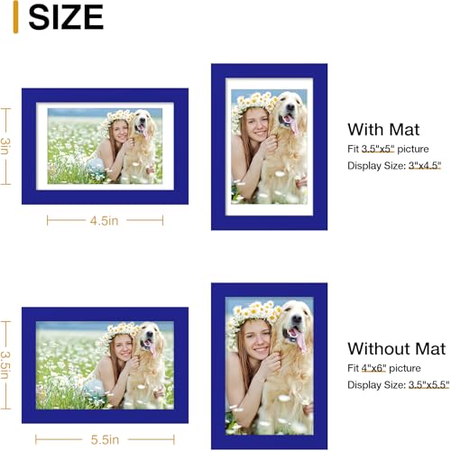 decorUhome 4x6 Picture Frame Set of 10, Display Photos 3.5x5 with Mat or 4x6 Unmatted for Picture Frames Collage Wall Decor, Royal Blue