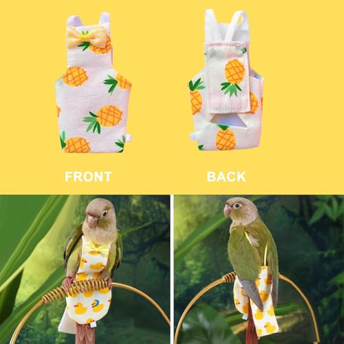 6 Stück Vogelwindeln, Papageienwindel, Fluganzug, Wiederverwendbare Kleidung für Nymphensittiche mit elastischem Rückenseil, wasserdichte Innenschicht, waschbare Windel für Wellensittiche, Mini-Aras