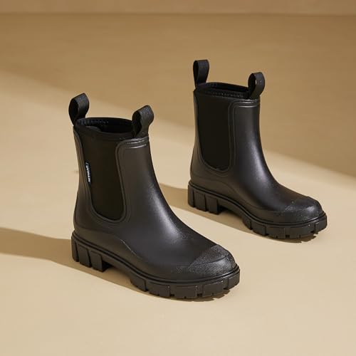 Image of WOWSTICK Women's Ankle Rain Boots Waterproof Lightweight Slip Resistant Fashion Garden Booties