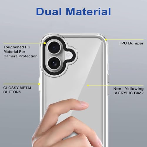 Image of amazon basics Back Case Cover for iPhone 17 | Compatible for iPhone 17 Back Cover | Case Cover with Camera Protection | (TPU + PC | Transparent)
