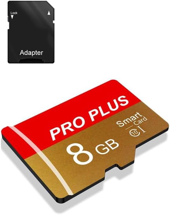 TF Card 8GB with Adapter, High Speed Memory Card, UHS-I C10 A1 Memory TF Card for Tablet/Mobile Phone/Camera/Car Audio/Game Console (8, GB)