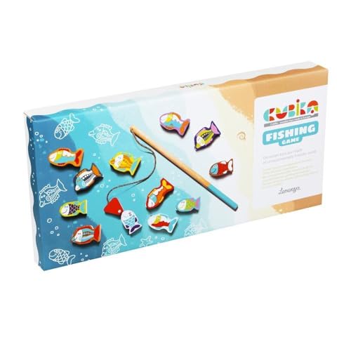 Image of CUBIKA Wooden Fishing Game - Magnetic Fishing Toy for Kids Ages 2+ - Montessori Fine Motor Skill Game with 2 Rods - FSC-Certified Wood, German Water-Based Paints