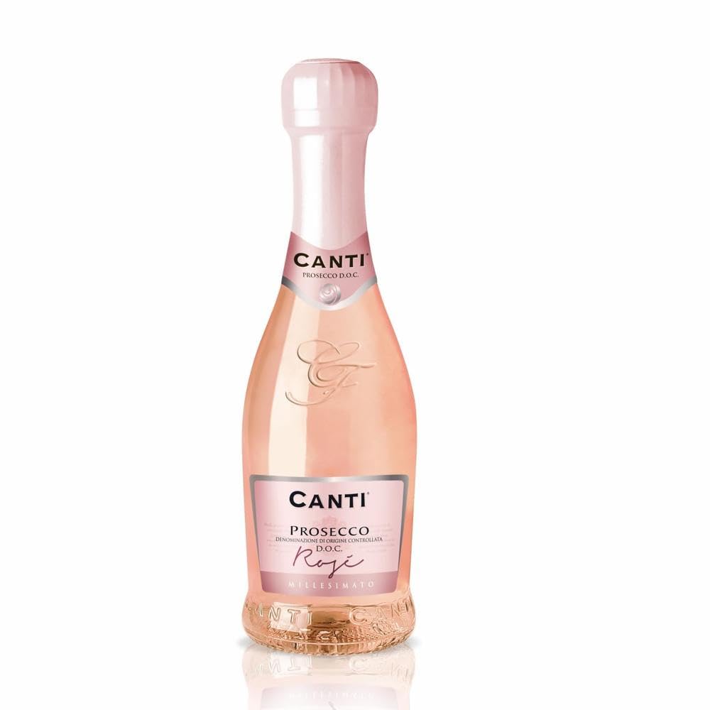 Canti - Prosecco D.O.C. Rosè Millesimato, Vin Petillant Extra Sec Petite Bouteilles, Élaboré à Partir du Cépage Glera + Pinot Noir de Venise, Goût Frais et Doux, 12x200 ml