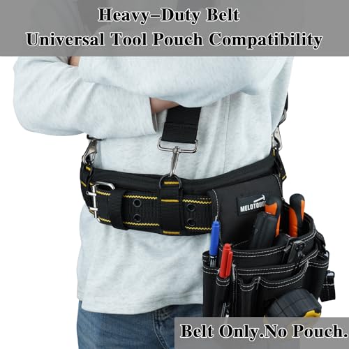 Image of MELOTOUGH Padded Tool Belt with D ring for men Adjustable for 44 inch-53 inch Waists Heavy-duty Work Belt Metal Buckle