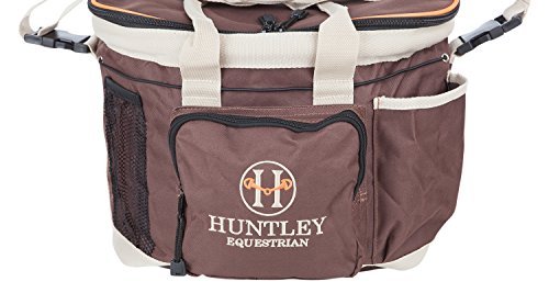 Huntley Equestrian Deluxe Grooming Bag Perfectly Designed Easy Access Multi Pocket Zipper Top Closure Double Handles Shoulder Strap Exterior Pockets - Brown #TOP3