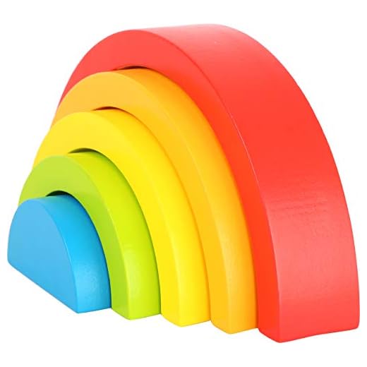 Small Foot 10585 Baby Motor Skills Juguetes Rainbow con Cinco Colores y Formas Diferentes, Juego de Agarre Ideal para los Primeros Meses